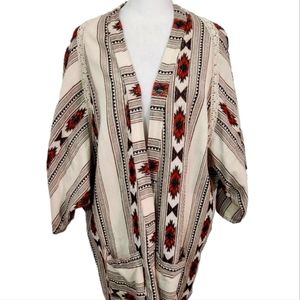 Sloane Rouge Aztec Embroidered Open Cardigan Size Medium/Large